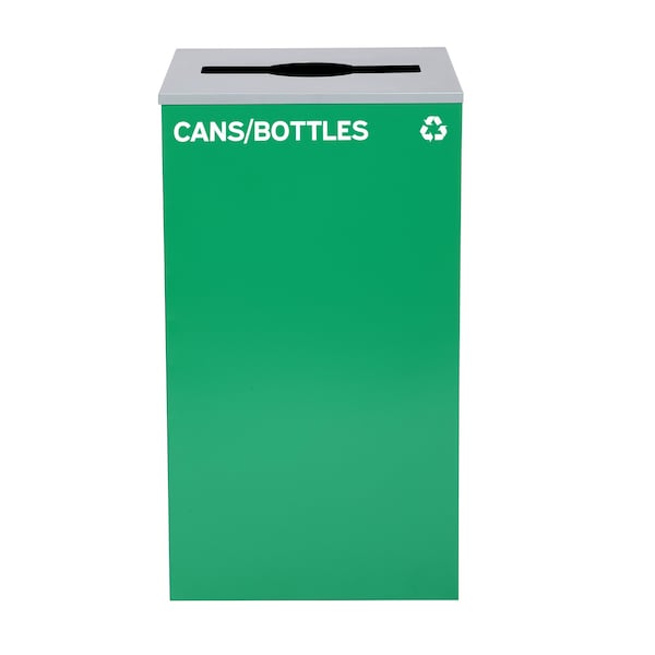 Alpine Industries Square Recycling Gin, 29 Gallons, Green Can, Mixed Opening Lid, for Cans/Bottles ALP4450-KIT-GRN-M-CB - main